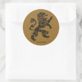 Sticker Rond Lion rampant noir et fleur de Lis (Sac)