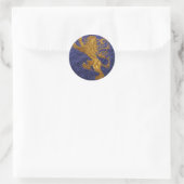 Sticker Rond Lion rampant - or sur bleu (Sac)