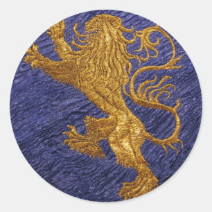 Sticker Rond Lion rampant - or sur bleu