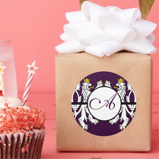 Sticker Rond Lion Rampant Renaissance Mariage (Fête)