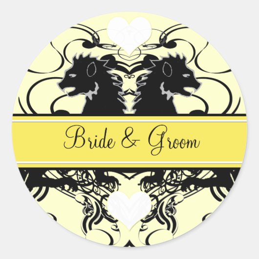 Sticker Rond Lion Rampant Renaissance Mariage (Devant)