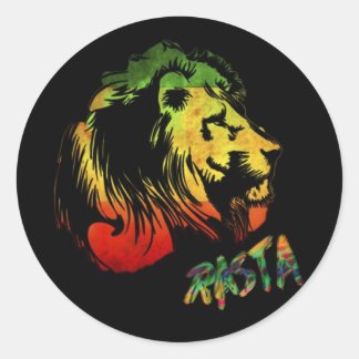 Sticker Rond lion rasta