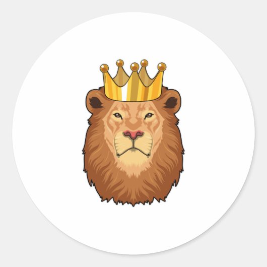 Sticker Rond Lion roi avec couronne (Devant)