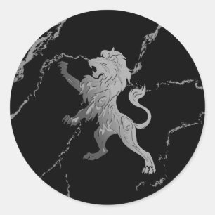 Sticker Rond Lion royal d'argent