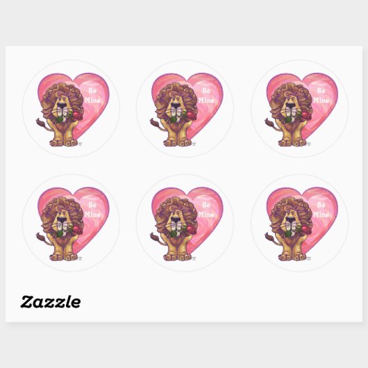 Sticker Rond Lion Saint Valentin (Feuille)