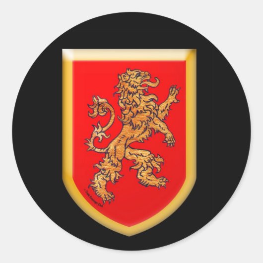Sticker Rond Lion Shield Gold Red (Devant)