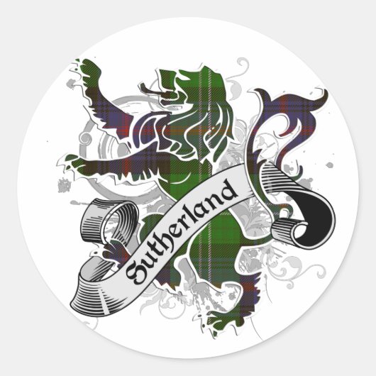 Sticker Rond Lion Tartan Sutherland (Devant)
