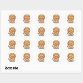 Sticker Rond Lion Timide (Feuille)