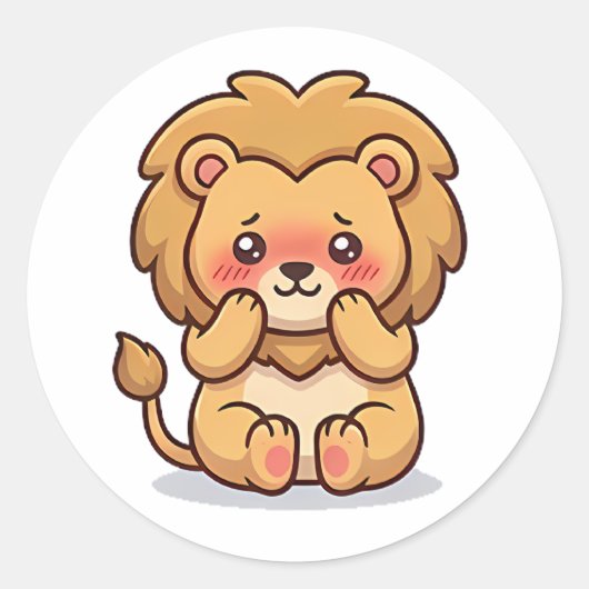 Sticker Rond Lion Timide (Devant)