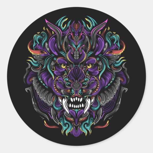 Sticker Rond Lion tribal (Devant)