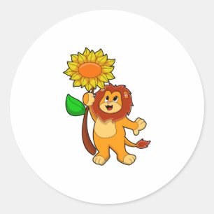 Sticker Rond Lion with Flower