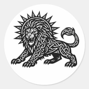 Sticker Rond Lion Zodiaque Soleil‑Crinière Lion BurnsInHell