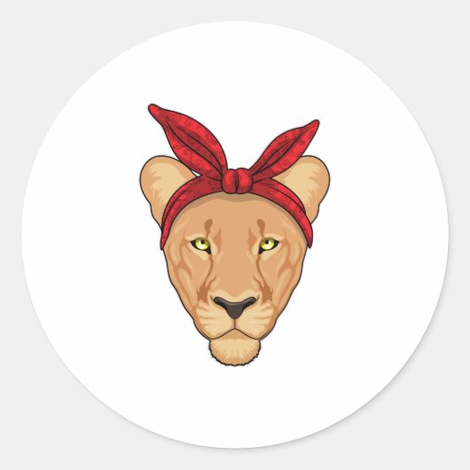 Sticker Rond Lioness with bandana (Devant)