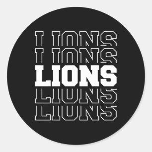 Sticker Rond Lions Football Spirit École Mascotte Jeu Jour Ense