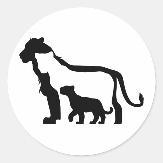 Sticker Rond Lions noirs et blancs (Devant)
