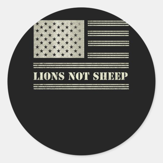 Sticker Rond Lions Not Sheep USA Flag Independence Day (Devant)