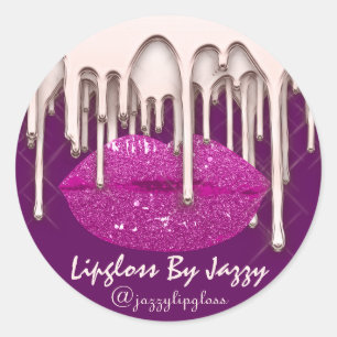 Sticker Rond Lipgloss par IG Rose Rose produit de la goutte Cos