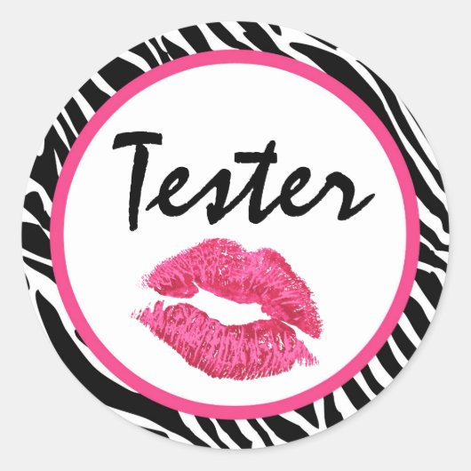 Sticker Rond Lipstick Distributeur Produit Tester Zebra Kiss (Devant)