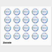 Sticker Rond Liquide personnalisé de monogramme et de nom moder (Feuille)