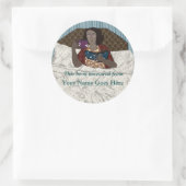 Sticker Rond Lire dans Bed Lady vous prête son livre (Sac)