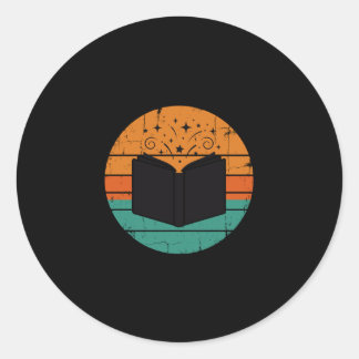 Sticker Rond Lire des livres pour enfants drôle vintage rétro h