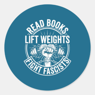 Sticker Rond Lire des livres soulever des poids combattre les f