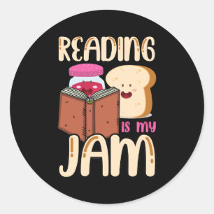 Sticker Rond Lire est ma confiture drôle J'aime lire des livre