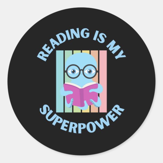 Sticker Rond lire est ma superpuissance (Devant)
