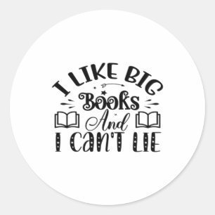 Sticker Rond Lire l'art J'aime les grands livres et je ne peux