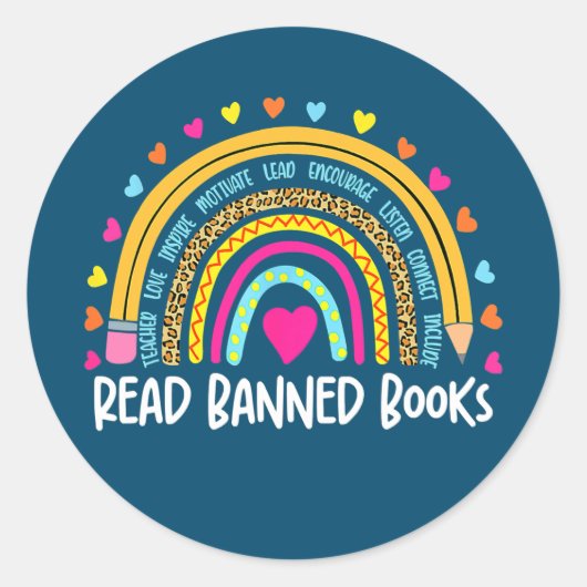 Sticker Rond Lire Livres Interdits Borkworm Lecture Motivationn (Devant)