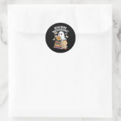 Sticker Rond Lire Plus Livres Ghost Lecture Halloween Art Te (Sac)