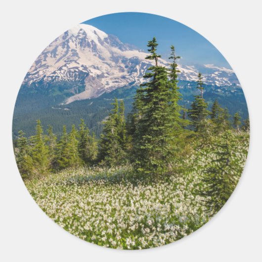 Sticker Rond Lis des avalanches et mont Rainier (Devant)