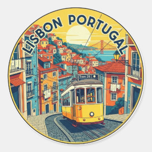 Sticker Rond Lisbonne Portugal Voyage Alfama