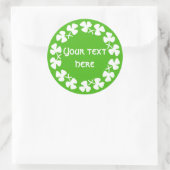 Sticker Rond Liseré de trèfles blancs Ajouter du texte (Sac)