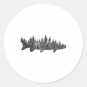 Sticker Rond Lisière de la forêt de pins musqués - Angle de pêc