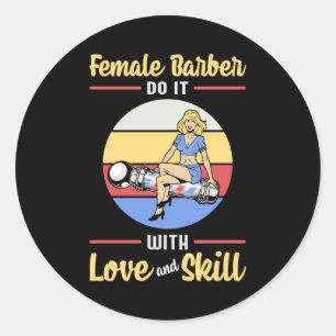 Sticker Rond Liste de cheveux Barber Coiffeur Femme Amour Cadea