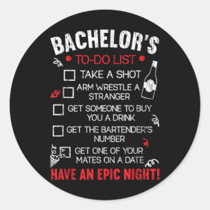 Sticker Rond Liste de choses à faire pour le célibataire Marié 