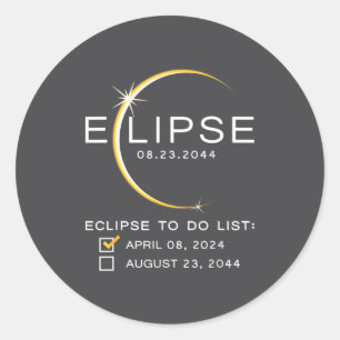 Sticker Rond Liste de contrôle de l'éclipse solaire totale 2024