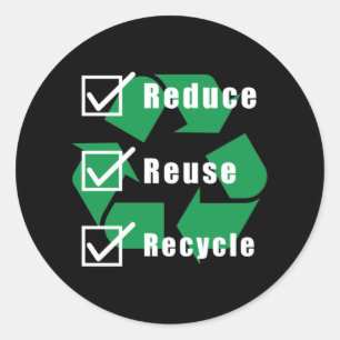 Sticker Rond Liste de contrôle de l'environnement Réduire la ré
