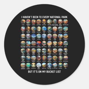 Sticker Rond Liste de contrôle de tous les parcs nationaux Buck
