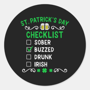 Sticker Rond Liste de contrôle Jour de la Saint Patrick 1