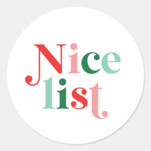 Sticker Rond liste de noël nice boho couleur police moderne