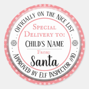 Sticker Rond Liste de Noël officielle personnalisée avec nom