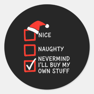 Sticker Rond Liste de vérification de Noël méchant ou gentil -