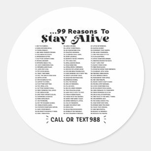 Sticker Rond Liste Des 99 Raisons De Rester En Vie - Santé Ment