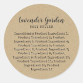 Sticker Rond Liste des ingrédients de machine à écrire de scrip (Devant)