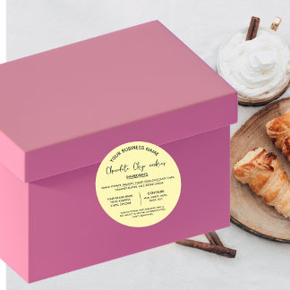 Sticker Rond liste d'ingrédients de biscuits au chocolat entrep
