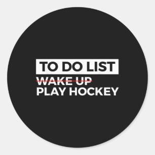Sticker Rond Liste drôle de choses à faire pour le hockey sur g
