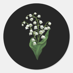 Sticker Rond Lit Blanche De L'Aquarelle Fleur De Vallée
