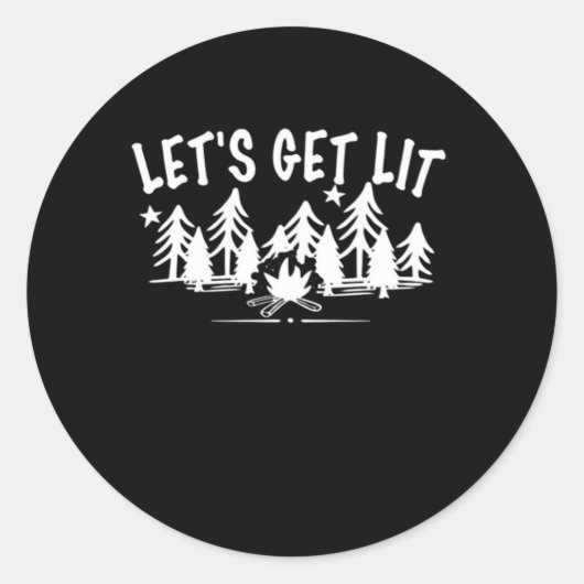Sticker Rond Lit - Citation de camping - Texte blanc classique (Devant)